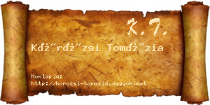 Körözsi Tomázia névjegykártya